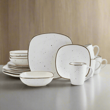 Decker White 16 Piece Dinnerware Set, Service for 4