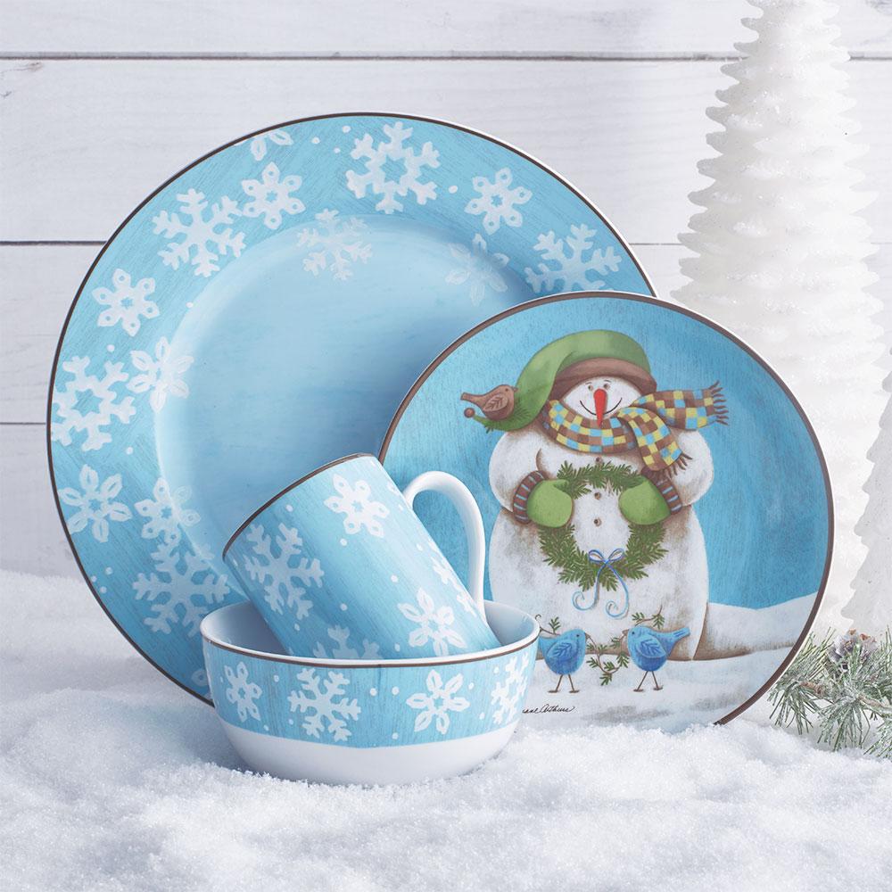 Evergreen Ernie 16 Piece Dinnerware Set, Service for 4