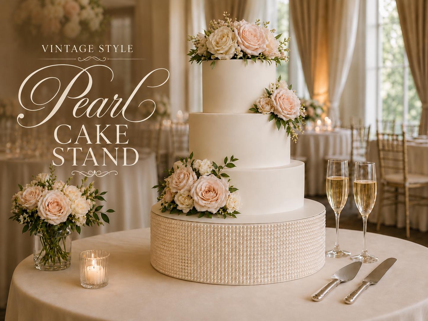 Pearl Cake Stand, Ivory Wedding Cake Stand, Luxury Cake Display, 4" Tall, 10 12 14 16 Inch Round Cake Base, Elegant Wedding Decor