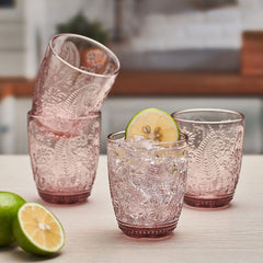 Fitz and Floyd Maddi Double Old Fashioned Glasses Set of 4 Blush
