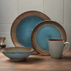 Monroe Blue 16 Piece Dinnerware Set, Service for 4