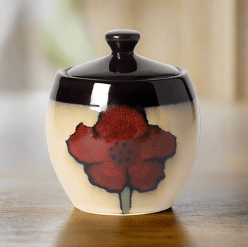 Painted Poppies Sugar Bowl with Lid