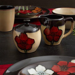 Painted Poppies Sugar Bowl with Lid