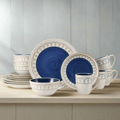 Remi Blue 16 Piece Dinnerware Set, Service for 4