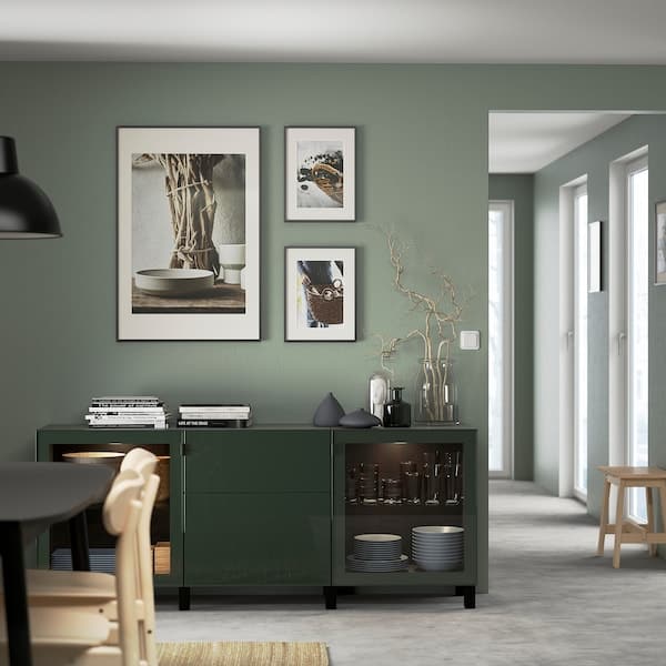 Ikea SELSVIKEN - Door/drawer front, high-gloss dark olive-green, 60x38 cm
