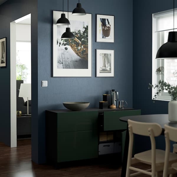Ikea SELSVIKEN - Door/drawer front, high-gloss dark olive-green, 60x38 cm