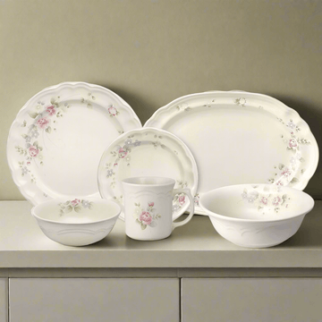 Tea Rose 32 Piece Dinnerware Set Service for 8 with Serveware