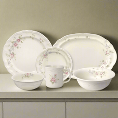 Tea Rose 32 Piece Dinnerware Set Service for 8 with Serveware