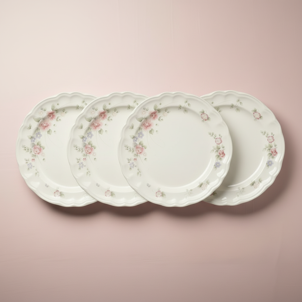 Tea Rose Set of 4 Dinner Plates
