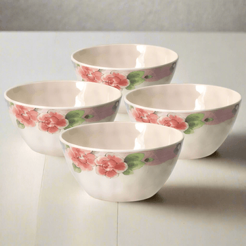 Tea Rose Set of 4 Outdoor Melamine Cereal Bowls