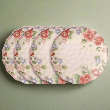 Tea Rose Set of 4 Outdoor Melamine Dinner Plates
