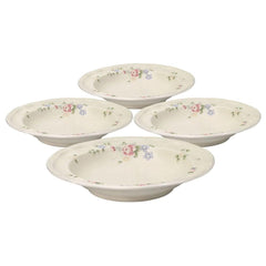 Tea Rose Set of 4 Rim Soup Bowls