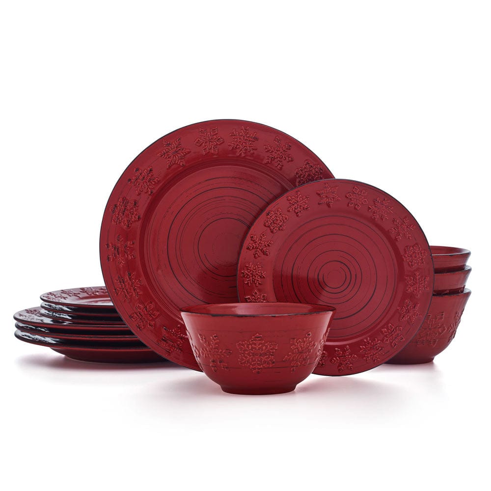 Trellis Snowflakes 12 Piece Dinnerware Set, Service for 4