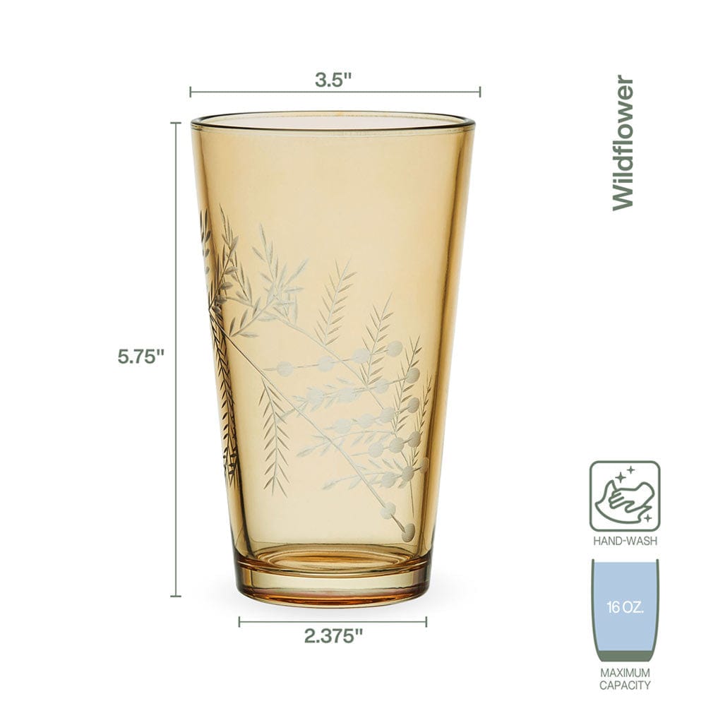 Fitz and Floyd Wildflower Highball Glasses Set of 4, Gold